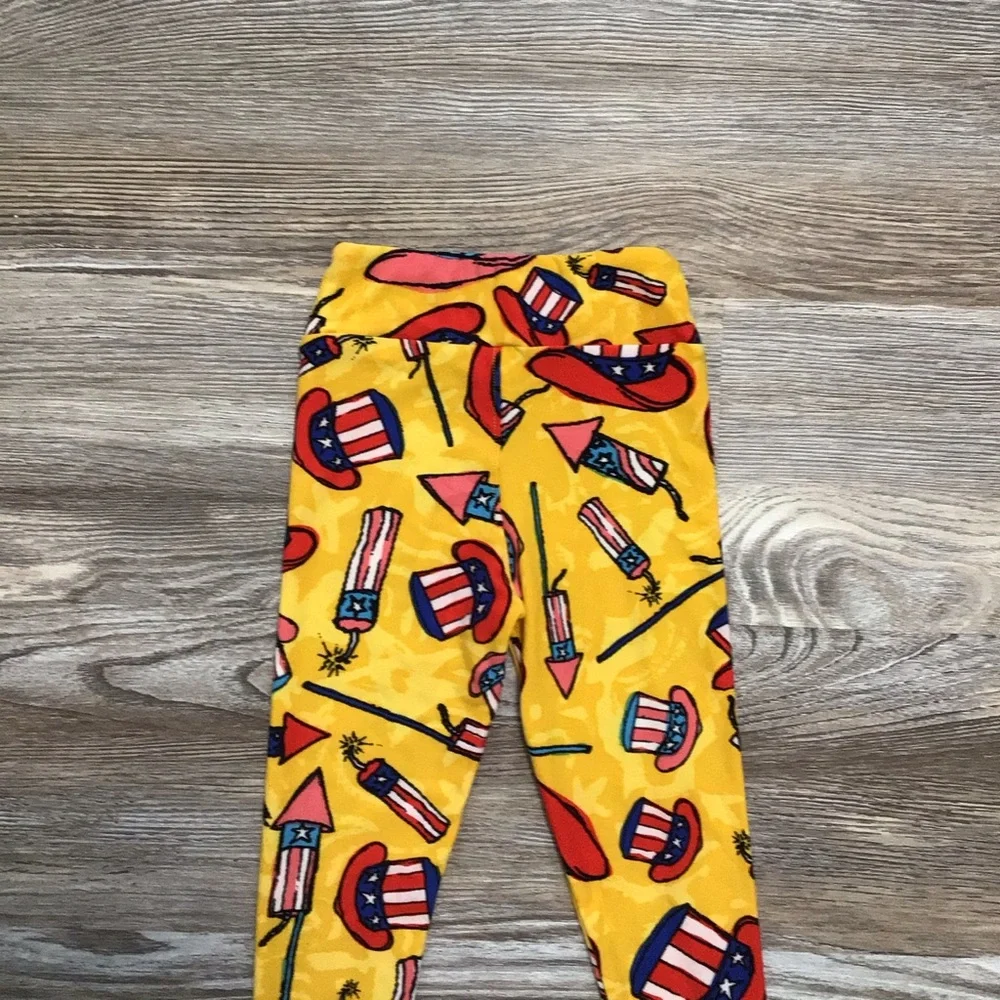 LuLaRoe Yellow Fourth of July Fireworks Leggings Kids S/M